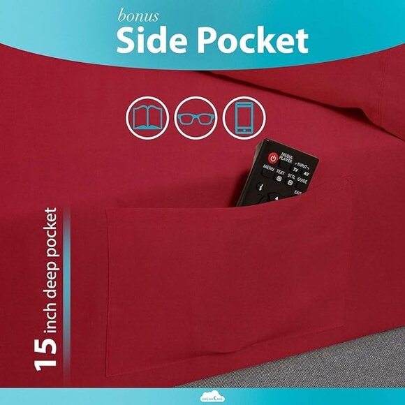 DREAMCARE Queen Sheet Set – 4 pcs Cooling Sheets – up to 15” Deep Queen … - Picture 6 of 10